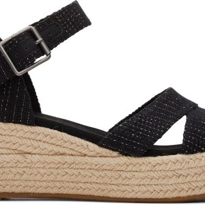 Audrey Espadrille Sandal - Black Metallic Linen Stripe