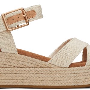 Audrey Espadrille Sandal - Natural Undyed Metallic Linen Stripe