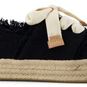 Carolina Lace-Up Espadrille - Black Beachside Woven