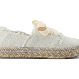 W's Carolina Lace-Up Textured Denim/Fray - White Onyx